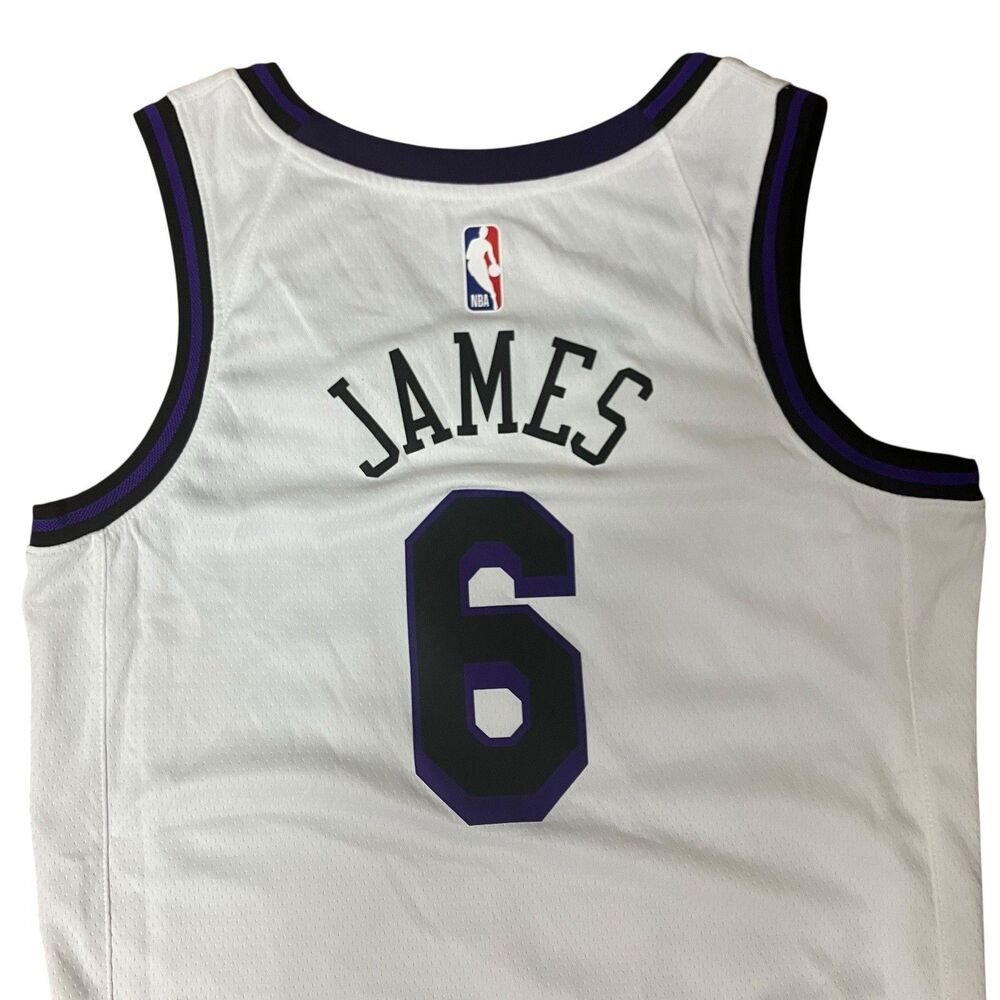 Nike Jersey Mens S White Los Angelas Lakers LeBron James City Edition Athletic *